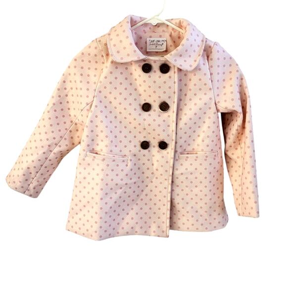 Sweet Honey Girls Light Pink with Dark Pink Polka Dot Wool Blend Coat - 8 Youth